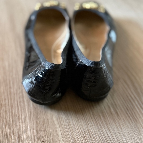 Isola Black Patent Flats with Gold Detail - Picture 6 of 8